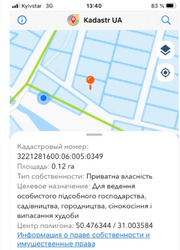 Земельный участок под жилую застройку в Киевской области,  12 соток 