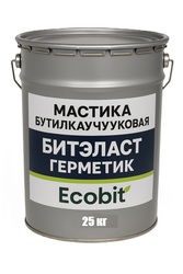 Мастика бутилкаучуковая ведро 25, 0 кг БИТЭЛАСТ - ГЕРМЕТИК Ecobit